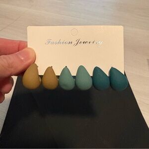 Matte Teardrop Statement Earrings | Earth Tones | Lightweight | Item 0319